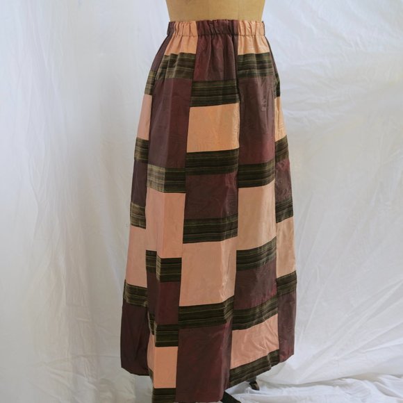 vtg MR HANK Velvet Moire Prairie Patchwork Maxi Skirt Hippie Gypsy Boho S/M EUC - Picture 2 of 10